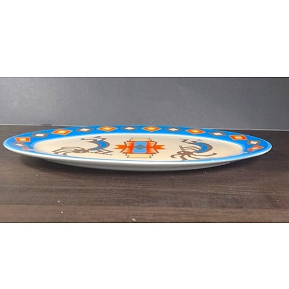 Kokopelli Southwest Design Decorative Only Oval Plate 11 Inch Colorful Set Of 2 - Picture 11 of 16
